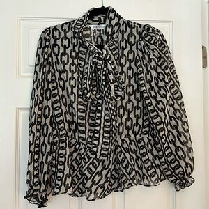 NWT Zara Blouse, Black Chain, Size M